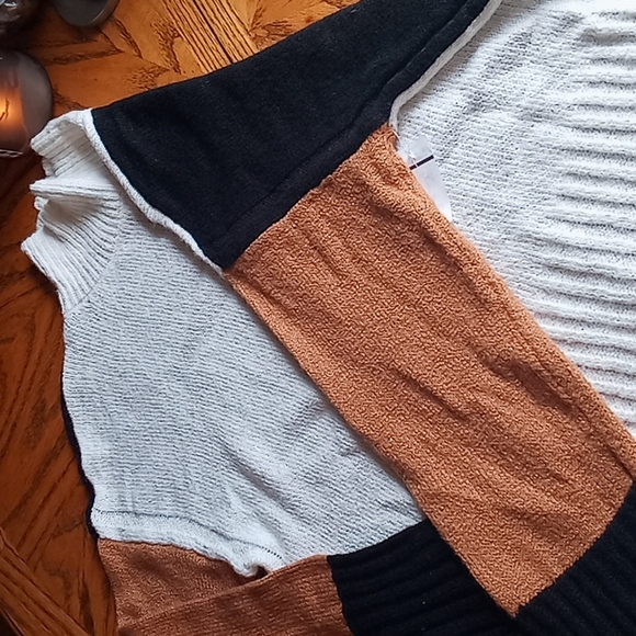 Time and tru color block oversized turtleneck sweater dress cardigan sweatshirt - Picture 4 of 6